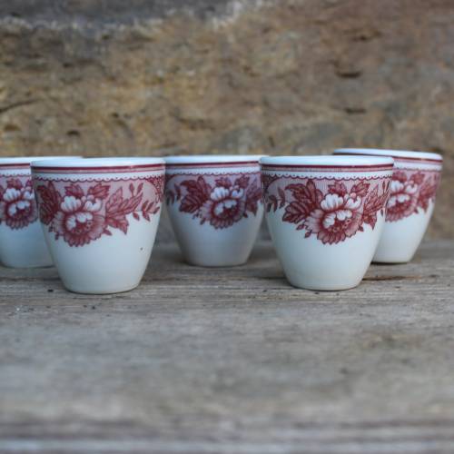 5er Set Eierbecher Frankenland rot Blumendekor Winterling Bavaria Porzellan 70er 80er Jahre 