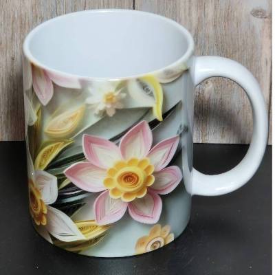 Blumen-Tasse - Kaffeetasse mit Blumen in 3D-Optik 