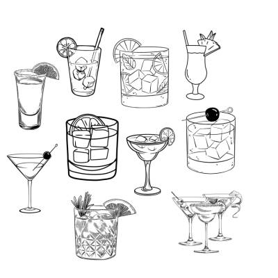 Cocktails Bundle  PNG SVG Datei - Download Plotterdatei - svg png Datei - Drinks Alkohol Party Wedding