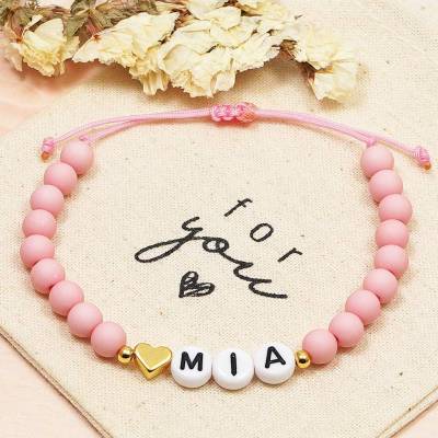 Personalisiertes Armband, Name, Herz, Freundschaftsarmband, Perlenarmband, Namensarmband, Geschenk, Liebe, Freundschaft