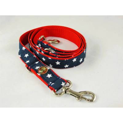 Hundeleine  "Rockabilly" Leine Hund Führleine 1,50 m,  2-fach verstellbar blau 