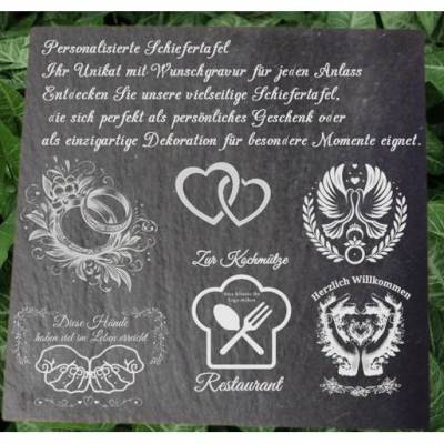 Personalisierte Schiefertafel mit Wunschgravur, Untersetzer, Familienschild,Türschild, Lasergravur,Stammbaum     