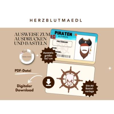 Piraten-Ausweise für Kindergeburtstag & Piratenfeste – Digitale Bastelvorlagen zum Ausdrucken für unvergessliche Abenteu
