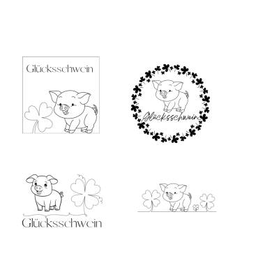Glücksschwein Bundle PNG SVG Datei - Download Plotterdatei - Plotter File -  Glück Glücksklee