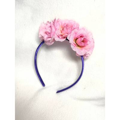 Blumenhaarreif, Kunstblumen, Röschen, Haarreif, Kunststoff, mit Satin bezogen, Kopfschmuck