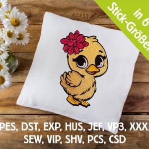 Stickdatei Entchen Schnuggelinchen in 6 Größen, Maschinenstickerei, Stickmuster mit Tier Motiv