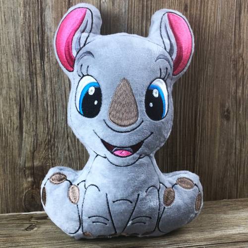 Stickdatei ITH Nashorn Susi für Rahmen 16×26 cm, Maschinenstickerei, ITH Stickmuster mit Tiermotiv