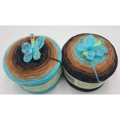 (GP €85/KG)   **Oriental Feeling ** Farbverlaufsgarn / Bobbel / Wolle  Glitzer