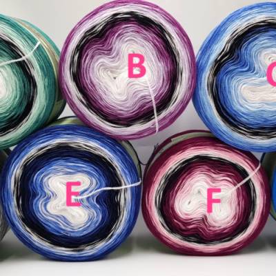 (GP €80€/kg)   3 fädig **Various Colour ** Farbverlaufsgarn / Bobbel / Wolle  Kunterbunt