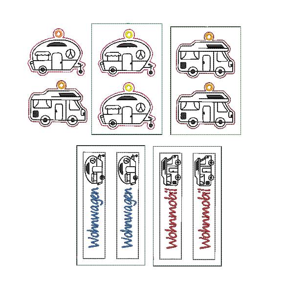 Stickdatei ITH Schlüsselanhänger Camping Wohnwagen Wohnmobil Bild 2