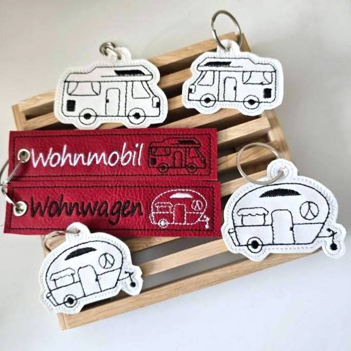 Stickdatei ITH Schlüsselanhänger Camping Wohnwagen Wohnmobil Bild 3