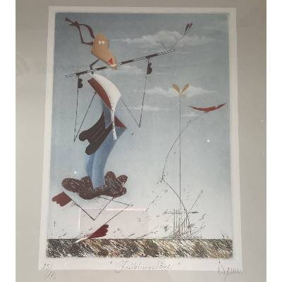 Farbradierung „ Frühlingstöne“ von Josef Werner, signiert