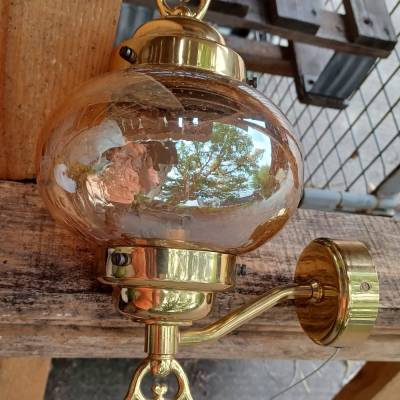 Vintage Wandlampe Messing 70er Jahre – Stilvolle Retro Lampe, H = ca. 48 cm, D = ca. 14 cm