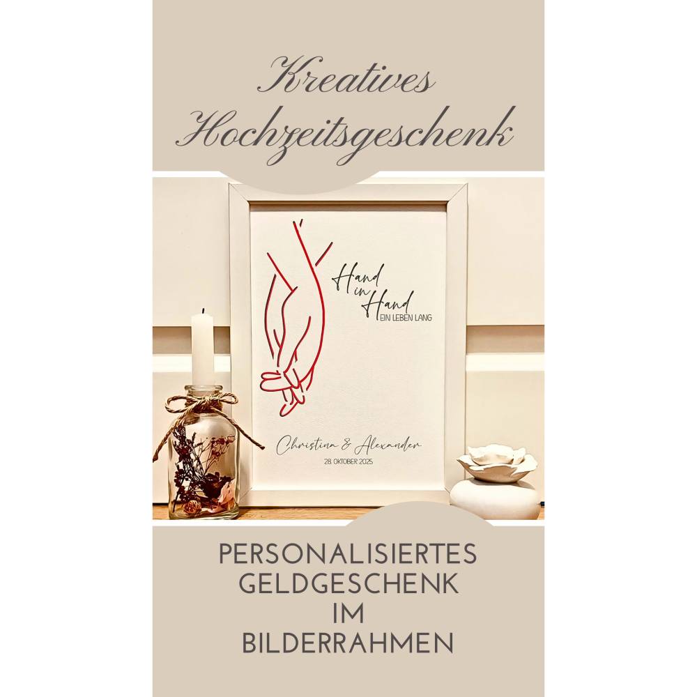 Hochzeitsgeschenk personalisiert | Geldgeschenk zur Hochzeit | Bilderrahmen für Brautpaare | Bild 7