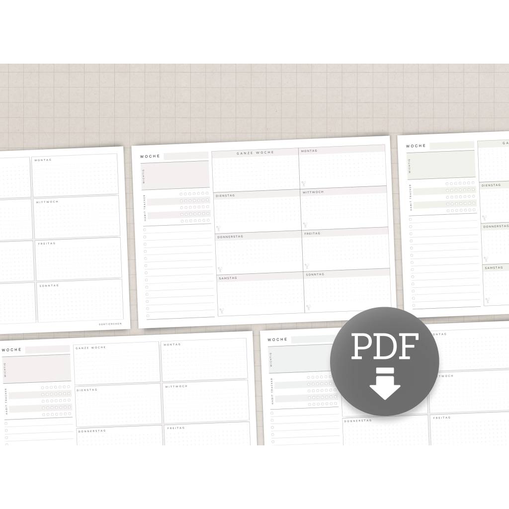 Wochenplaner A4 zum Ausdrucken | Wochenplan mit Habit Tracker, To-Do