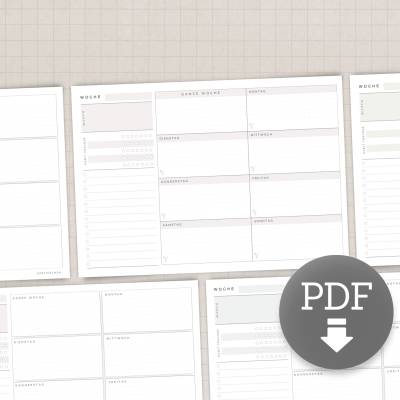 Wochenplaner A4 zum Ausdrucken | Wochenplan mit Habit Tracker, To-Do-Liste & Essensplan | Familienwochenplan Vorlage