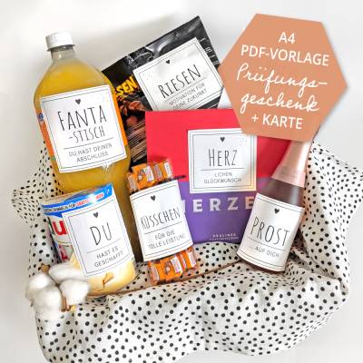 Prüfungsgeschenke | Abi | Schulabschluss | Geschenke zur Prüfung | Karte | Druckvorlage A4 | Datei