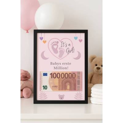Geldgeschenk Geburt Baby Mädchen – „Babys erste Million“ – PDF zum Ausdrucken – Geschenkidee zur Geburt oder Babyparty