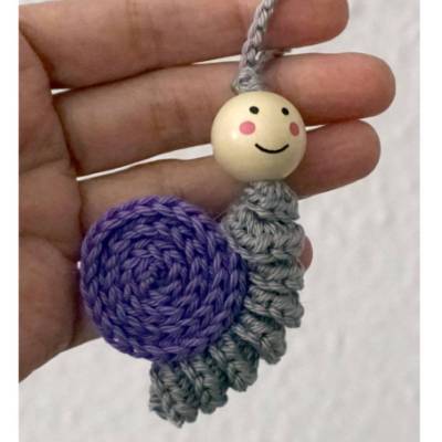 Amigurumi Schlüsselanhänger, Taschenbaumler  Anhänger  Schnecke