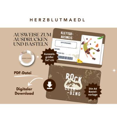 Kletter-Ausweise zum Ausdrucken | Perfekte Mitgebsel für Kletterhalle, Bouldern & Kindergeburtstage