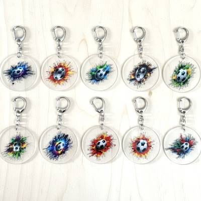 Schlüsselanhänger Fußball – Acryl, Splash-Design, Geschenkidee für Fußballfans, SAAK-62-71