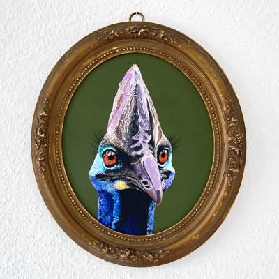 Der Helmkasuarfrosch ist eine flugunfähige Amphibie, Originalgemälde, Frosch, Froschbild, Froschfan