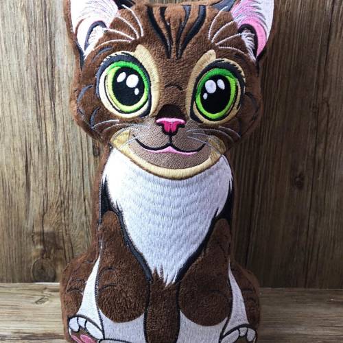 Stickdatei ITH Katze Morle für Rahmen 16x26 cm, Maschinenstickerei, ITH Stickmuster mit Tiermotiv