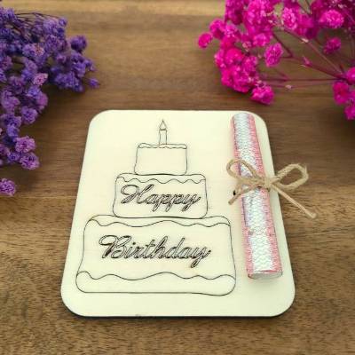 Geldgeschenkkarten aus Holz / Geburtstag / Glückwünsche / Wunscherfüller / Gutschein