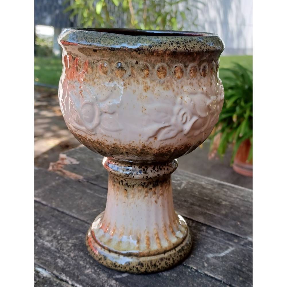 Vintage Keramik Blumenübertopf 70er Jahre – Retro Blumentopf H = 20 cm, D = 12 cm