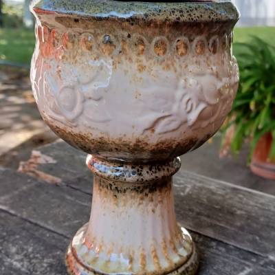 Vintage Keramik Blumenübertopf 70er Jahre – Retro Blumentopf H = 20 cm, D = 12 cm