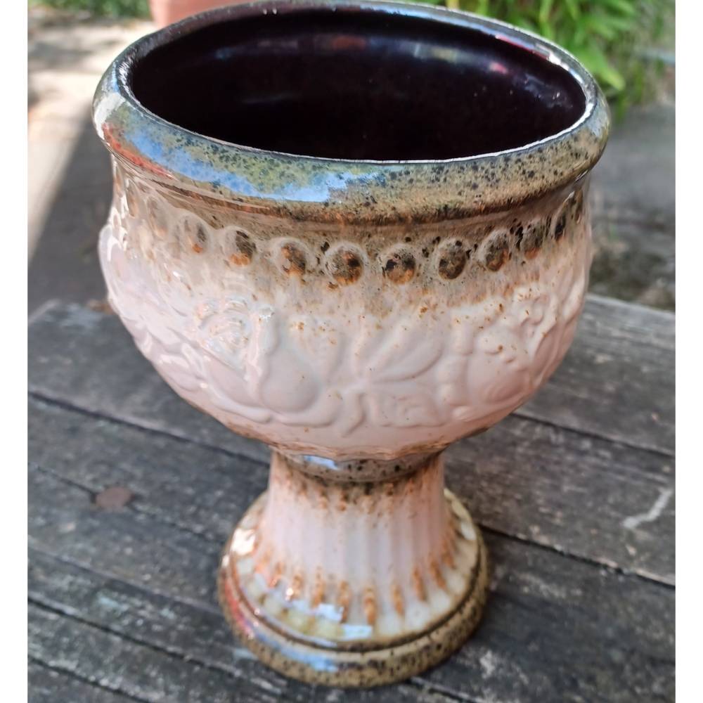 Vintage Keramik Blumenübertopf 70er Jahre – Retro Blumentopf H = 20 cm, D = 12 cm