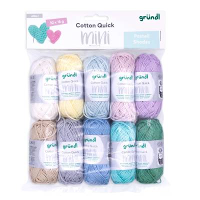 Gründl Cotton Quick Mini Shades 10 x 15 g - pastell 100% Baumwolle mercerisiert, gasiert, gekämmt