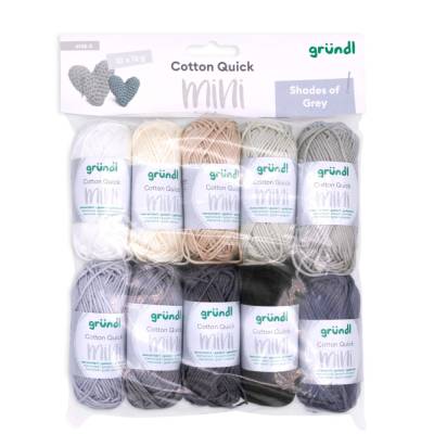 Gründl Cotton Quick Mini Shades 10 x 15 g - grau 100% Baumwolle mercerisiert, gasiert, gekämmt