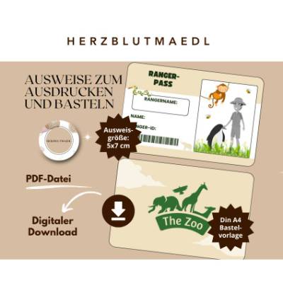 Rangerausweise zum Ausdrucken | Das perfekte Mitgebsel für Zoo-, Safari- und Wildtiere-Events