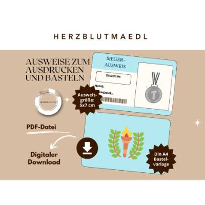 Kinderolympiade Mitgebsel – Individuelle Ausweise als digitale Bastelvorlagen zum Ausdrucken für unvergessliche Kinderol