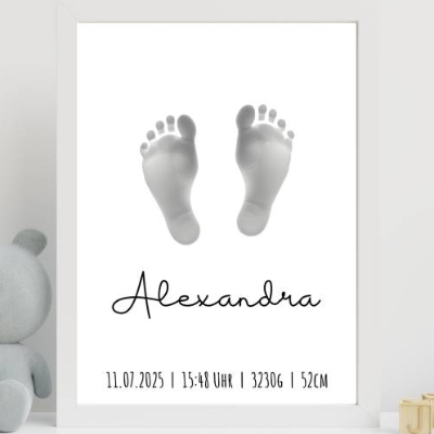 Geburtsgeschenk Fußabdruck Poster Personalisiertes Namensposter Handabdruck Geburtsposter Geburt Geburtstag Taufe Kommun