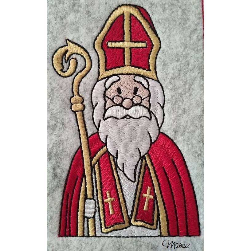 *  9 x 13 cm, Nikolaus mit Mitra und Stab * Vollstick , Heiliger Nikolaus, Sankt Nikolaus Bild 1