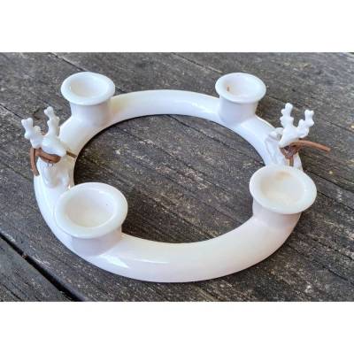 Porzellan Adventskranz aus den 80er Jahren – Vintage Deko, D = 18 cm