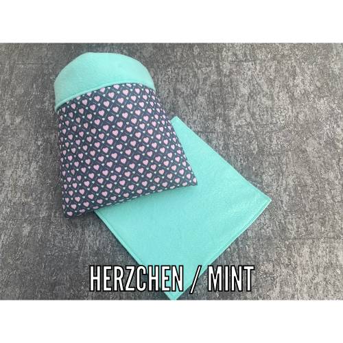 Kuschelsack inkl. Pipipad Meerschweinchen  "Herzchen mint"