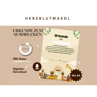 Geburtstag im Zoo für Kinder mit Tiermotiven | DIN A4 Schulausflug in den Zoo 