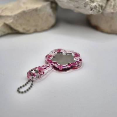 Mini Handspiegel Blume pink