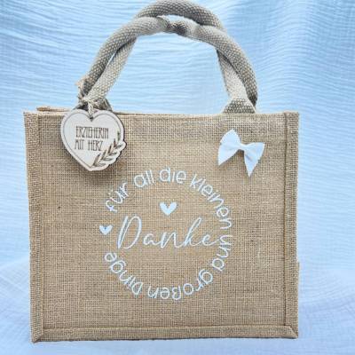 ️ Jute-Tasche als Geschenk für Erzieherin – Wertschätzung mit Herz ️
