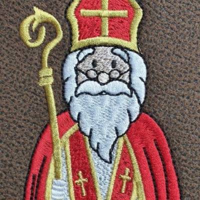 * 7 x 10 cm, Nikolaus mit Mitra und Stab * Vollstick , Heiliger Nikolaus, Sankt Nikolaus