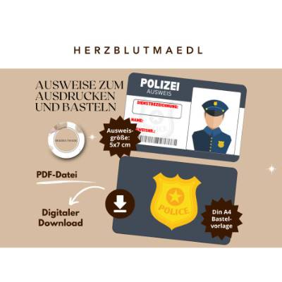 Polizei-Ausweis zum Ausdrucken – Kreative Mitgebsel für Kindergeburtstag & Polizei-Party