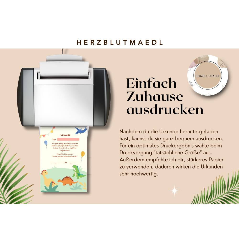 Personalisierte Dino Urkunde – Mitgebsel für Dinoparty, Dinosaurier Kindergeburtstag, Dino Forscher Zertifikat Bild 3