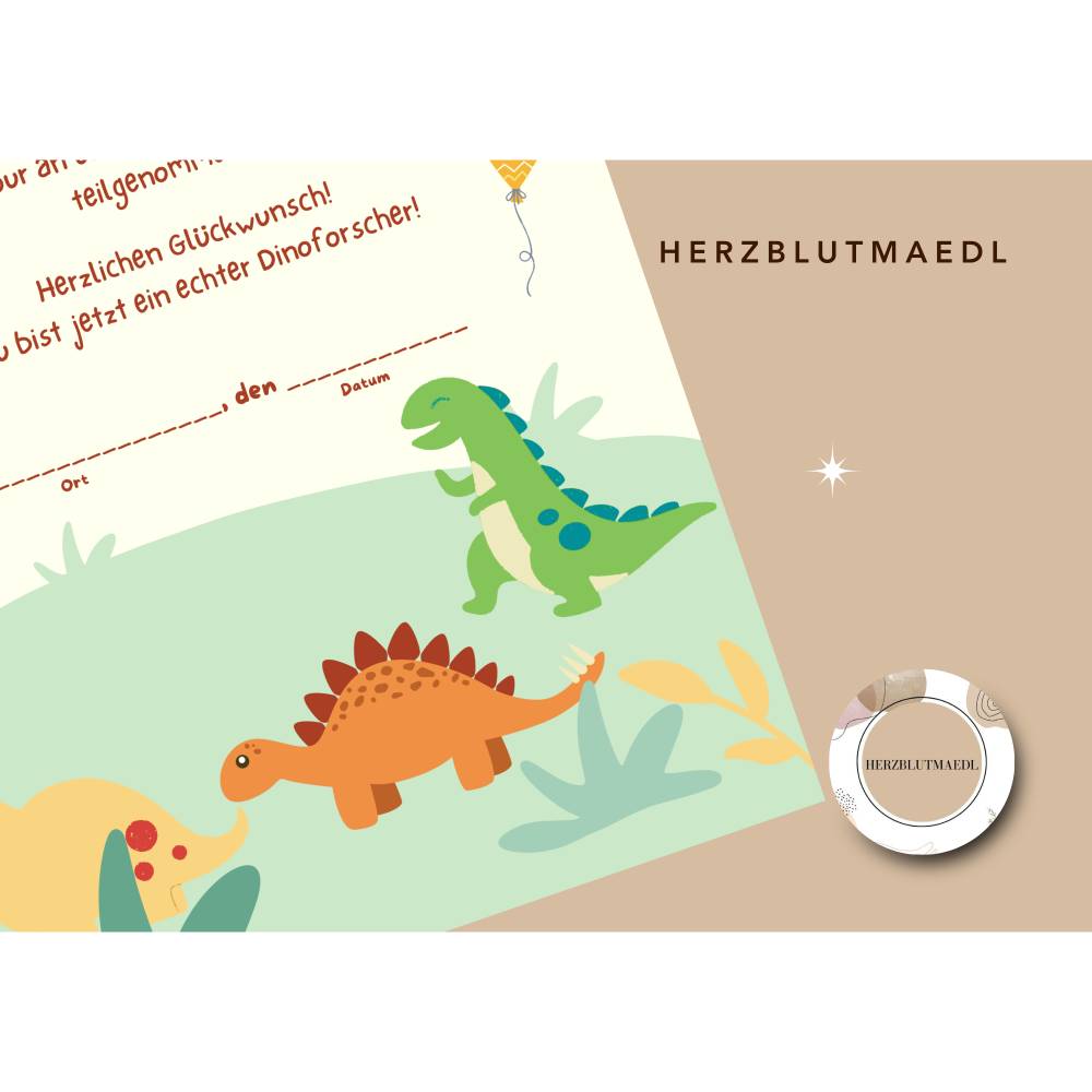 Personalisierte Dino Urkunde – Mitgebsel für Dinoparty, Dinosaurier Kindergeburtstag, Dino Forscher Zertifikat Bild 7