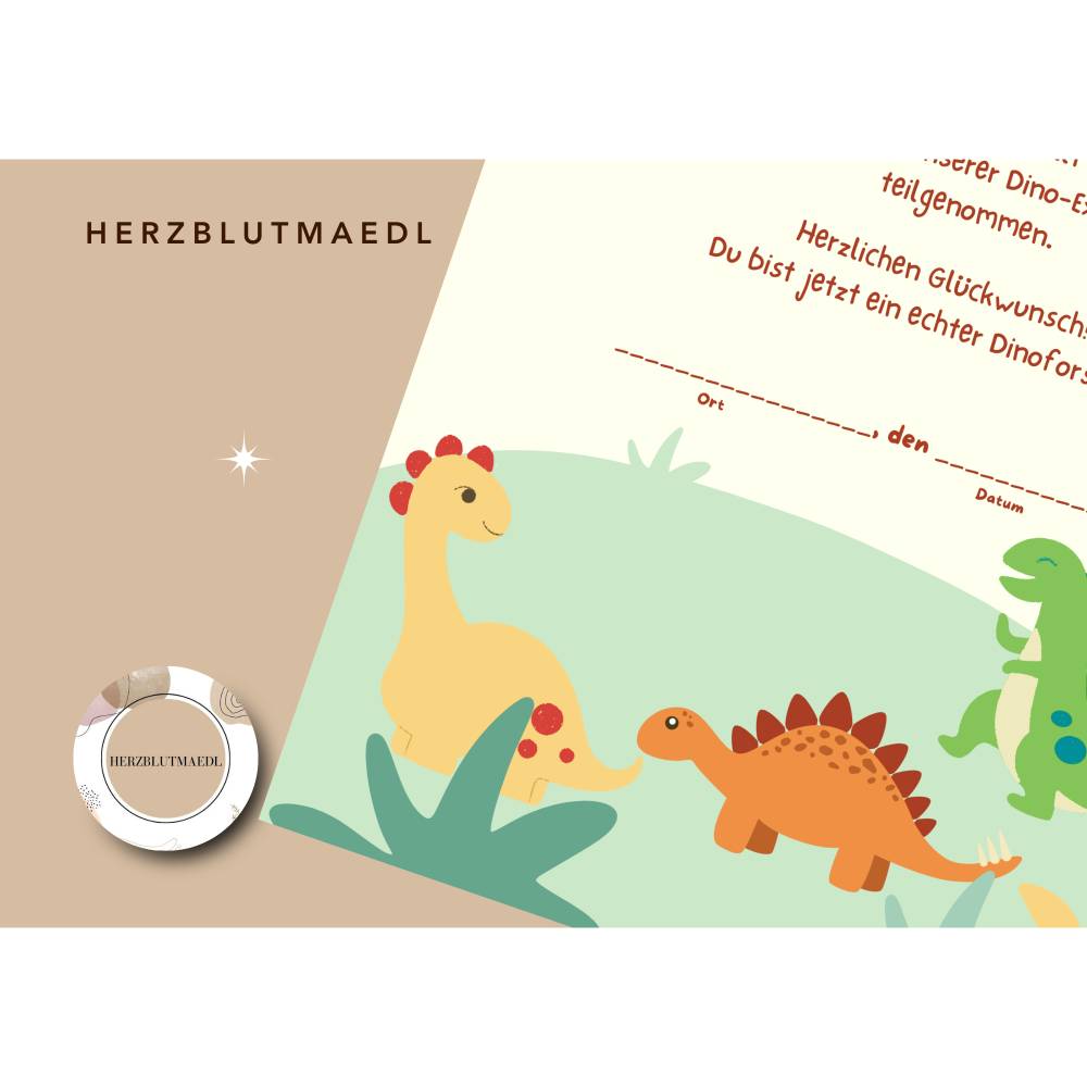 Personalisierte Dino Urkunde – Mitgebsel für Dinoparty, Dinosaurier Kindergeburtstag, Dino Forscher Zertifikat Bild 8