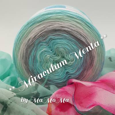 (GP €80€/kg) 3 fädig **Miraculum Menta** Farbverlaufsgarn / Bobbel / Wolle  Kunterbunt