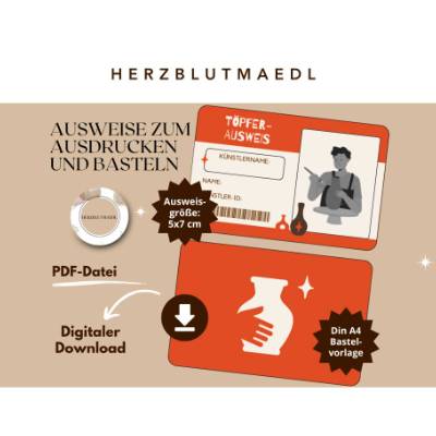 Töpfer-Ausweis zum Ausdrucken – Kreative Mitgebsel für Kindergeburtstag & Töpfer-Party