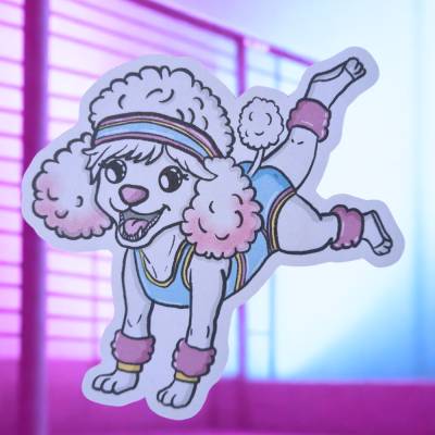 MILLICAT DESIGN XL-Sticker "Aerobic Pudel Steffi" - 80er Jahre Flashback
